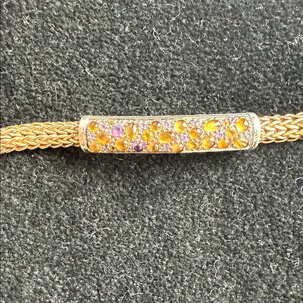 John Hardy 18k Gold and Silver Bracelet with With Yellow and Purple Stones